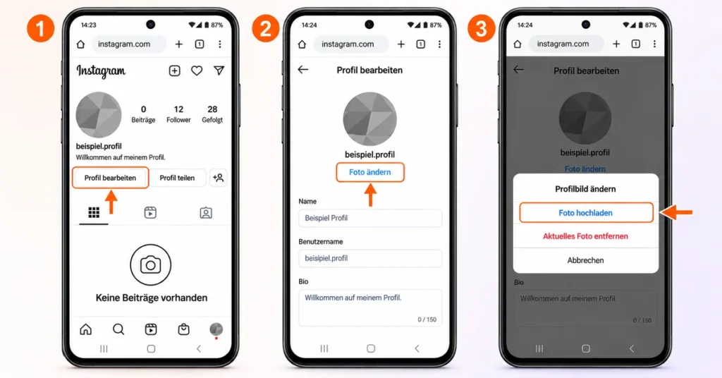 Instagram-Profilbild im Browser über „Foto ändern“ aktualisieren
