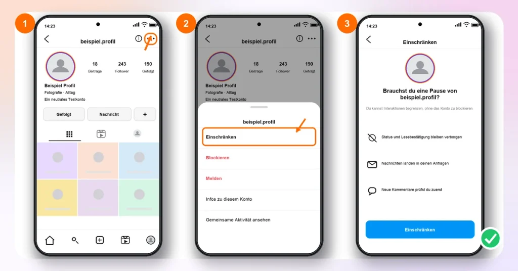 Instagram-Konto über das Profil einschränken