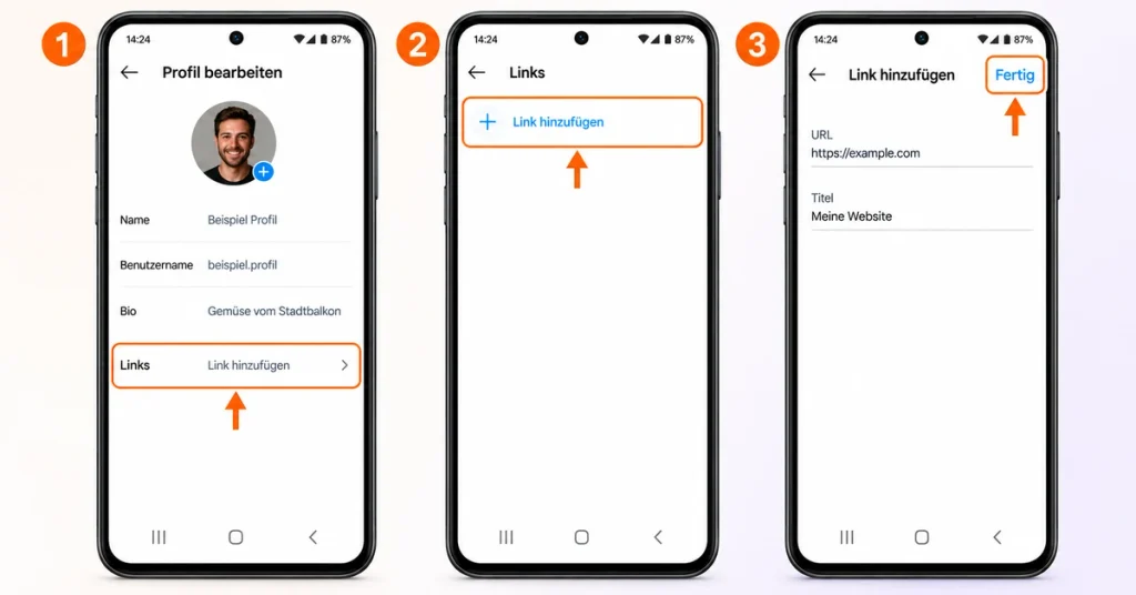 Instagram-Bio in der App über Profil bearbeiten öffnen und mit dem Häkchen speichern