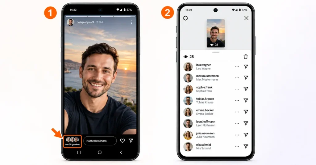 Instagram Story Zuschauerliste mit sichtbaren Profilnamen